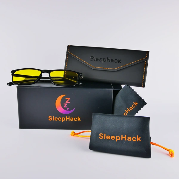 Zestaw SleepHack Edge Classic Day: okulary, pudełko, twarde i miękkie etui oraz ściereczka